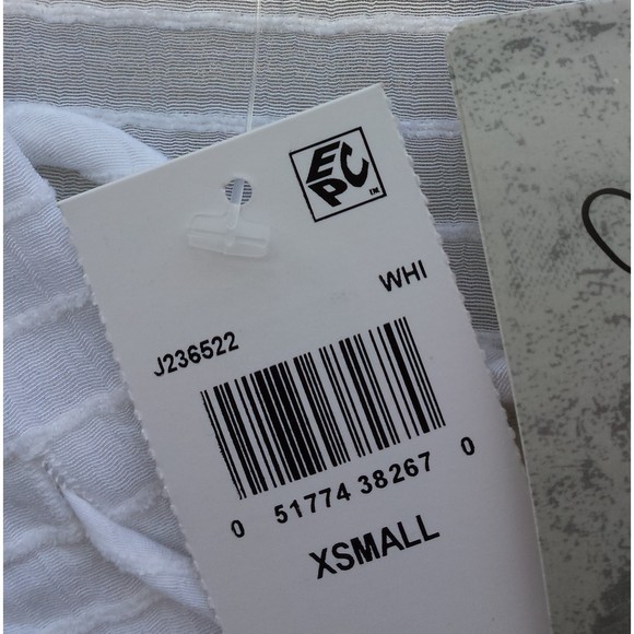 J. VALDI V-Neck Lace Up Tunic White Swim XS X-small Sheer Stripe New with Tag - Picture 5 of 7